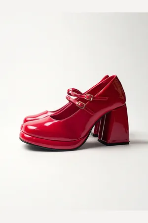 Theater Buckle Detailed Platform Heeled Mary Janes