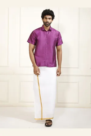 Vastramay Shirt Collar Shirt With Veshti