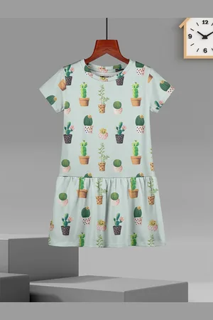 HELLCAT Girls Cotton Printed Drop-Waist Dress