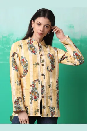 Sangria Women Floral Printed Pure Cotton Tailored Jacket