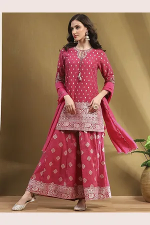 Biba Women Woven Design Kurta with Sharara & With Dupatta