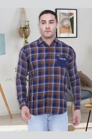 Kuons Avenue Men Brown Slim Fit Opaque Checked Casual Shirt