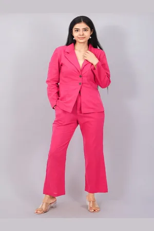 Chemistry Notched Lapel Collar Pure Cotton Blazer With Trousers