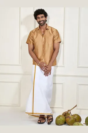 Vastramay Shirt Collar Shirt With Veshti