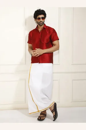 Vastramay Shirt Collar Shirt With Veshti