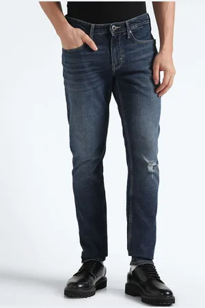 Flying Machine Men Freddie Straight Fit Low Distress Light Fade Stretchable Jeans