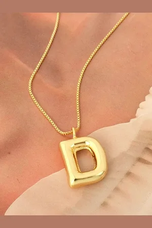 DIVASTRI Gold-Plated Anti-Tarnish D Initial Alphabet Stainless Steel Pendant With Chain