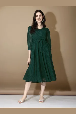 Ethnic Yard Printed Georgette A-Line Midi Dress