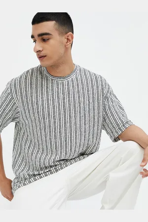 Lifestyle Men Striped Drop-Shoulder Sleeves Pockets T-shirt