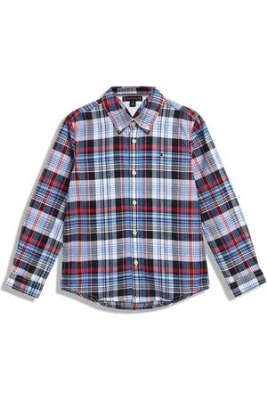 Tommy Hilfiger Boys Button-Down Collar Tartan Checked Cotton Casual Shirt