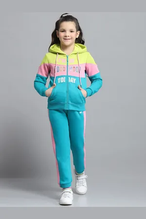 Monte Carlo Girls Printed Hooded Neck Full Sleeve Tracksuit