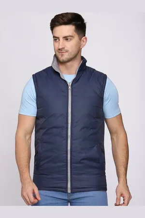Mark Men Mock Collar Solid Casual Padded Reversible Jacket