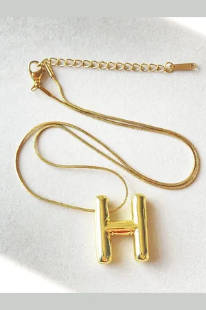 DIVASTRI Gold-Plated Stainless Steel Anti-Tarnish H Initial Alphabet Pendant With Chain