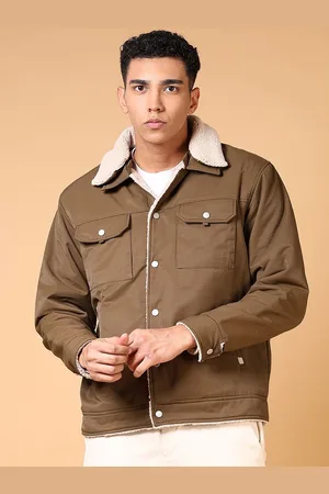 V-Mart Men Spread Collar Solid Cotton Casual Parka Jacket
