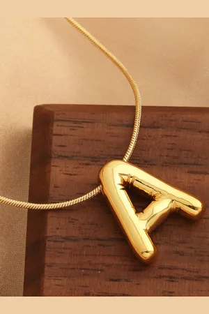 DIVASTRI Gold-Plated Anti-Tarnish A Initial Alphabet Stainless Steel Pendant With Chain
