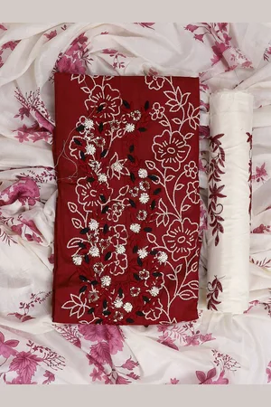 SALWAR STUDIO Embroidered Pure Cotton Unstitched Dress Material