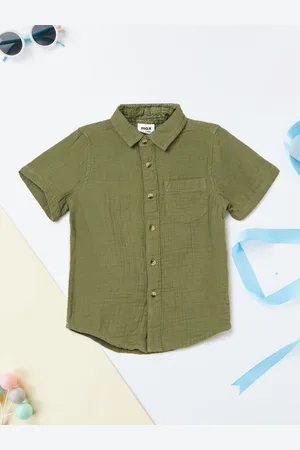 Max Collection Boys Spread Collar Textured Cotton Casual Shirt