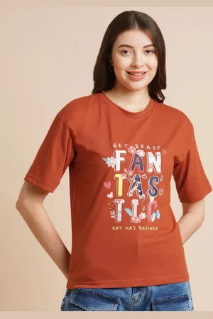 DressBerry Women Typography Printed Round Neck Oversized T-shirt