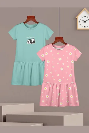 HELLCAT Girls Pack Of 2 Printed Cotton A-Line Dress