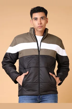 V-Mart Men Mock Collar Colourblocked Cotton Casual Puffer Jacket