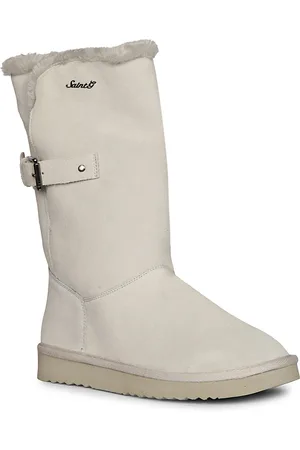 SAINT G. Women White Leather Snug Boots