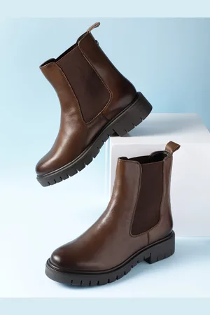Nautica Women Mid-Top Block Heel Leather Chelsea Boots
