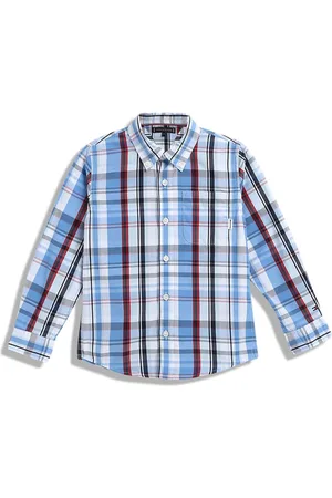 Tommy Hilfiger Boys Button-Down Collar Tartan Checked Cotton Casual Shirt