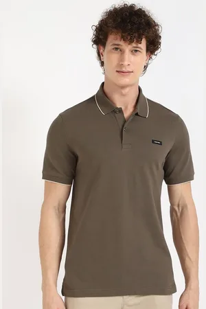 Calvin Klein Men Solid Polo Collar Cotton T-shirt