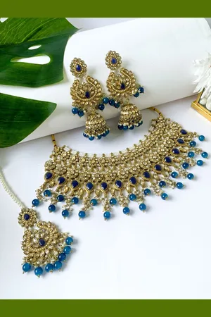 I Jewels Gold Plated Kundan-Studded & Pearl Beaded Jewellery Set