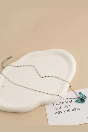 DIVASTRI Silver-Plated Anti-Tarnish Butterfly Stainless Steel Pendant With Chain