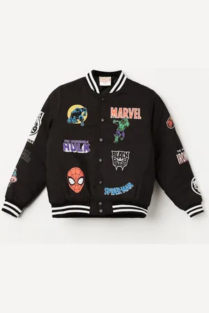 Lifestyle Boys Stand Collar Graphic Printed Casual Varsity Jacket