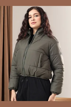 KOTTY Women Mock Collar Solid Casual Puffer Insulator Jacket