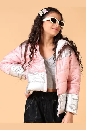 V-Mart Girls Hooded Colourblocked Cotton Casual Padded Jacket