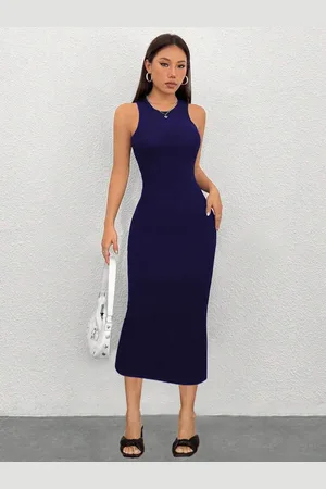 BAESD Women Round Neck Sleeveless Bodycon Midi Dress