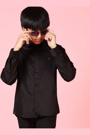 V-Mart Boys Spread Collar Solid Satin Party Shirt