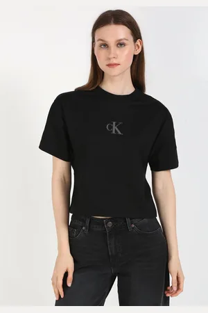 Calvin Klein Women Typography Printed Round Neck Cotton T-shirt