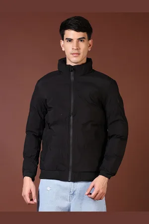 V-Mart Men Mock Collar Solid Cotton Casual Bomber Jacket
