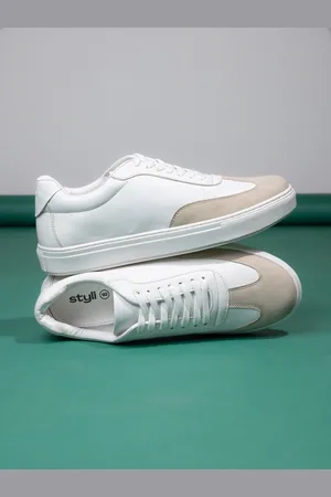 Styli Men White Colorblock Casual Sneakers