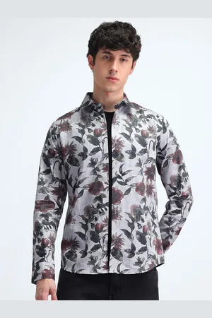 Flying Machine Men Manhattan Spread Collar Floral Printed Cotton Slim Fit Casual Shirt