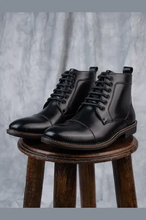 Styli Men High Top Faux Leather Lace Up Boots