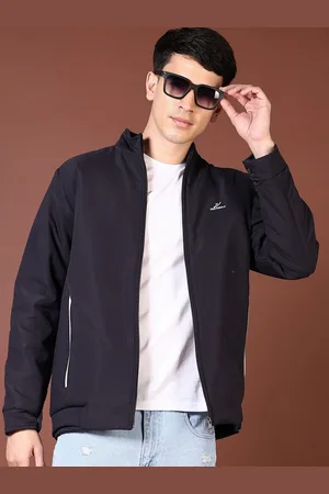V-Mart Men Mock Collar Solid Cotton Casual Bomber Jacket
