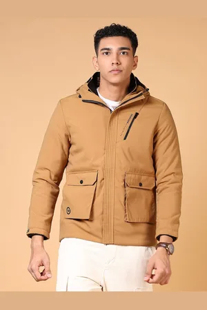 V-Mart Men Hooded Solid Cotton Casual Tailored Jacket