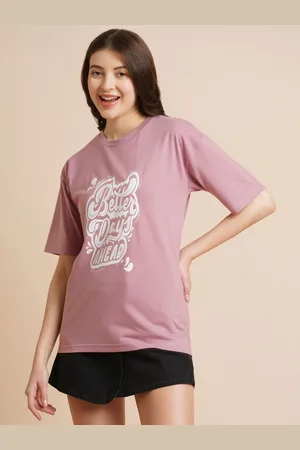 DressBerry Women Typography Printed Round Neck Oversized T-shirt