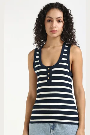 Tommy Hilfiger Women Solid Scoop Neck Sleeveless Cotton Tank Top