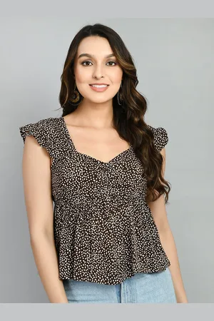 DressBerry Women Animal Printed Sweetheart Neck Peplum Top