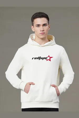Red Tape Men Graphic Print Fleece Baggy Fit Hoodie