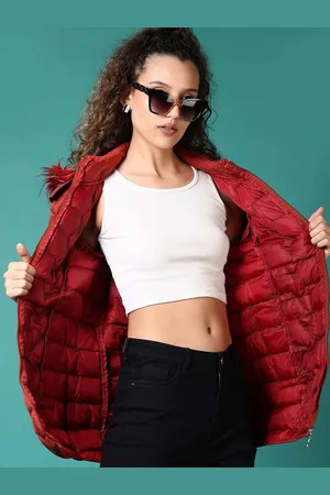 V-Mart Women Mock Collar Solid Cotton Casual Parka Jacket
