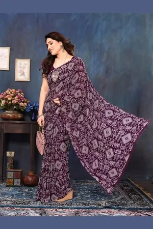 Florence Geometric Printed Pure Georgette Saree