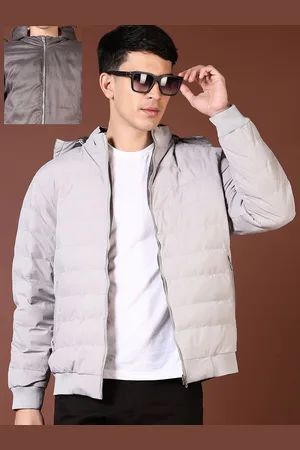 V-Mart Men Hooded Solid Cotton Casual Puffer Reversible Jacket