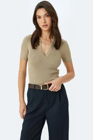 Koton Women Shirt Collar Crop Pullover Sweater
